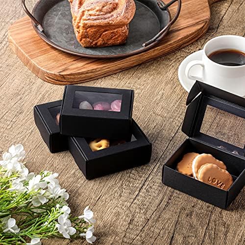 Zonon 30 Pcs Mini Kraft Soap Boxes with Window Homemade,Black