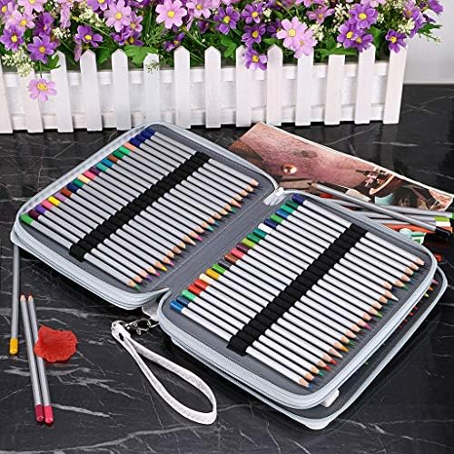 BTSKY Deluxe PU Leather Pencil Case For Colored Pencils - 120 Slot, White