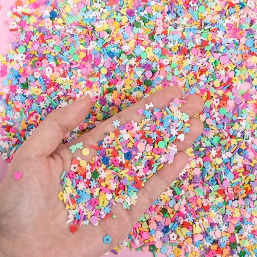 DIYASY 180g Fake Sprinkles, 6.35 oz Mini Faux Sprinkle Polymer Clay Slices Non-Edible for Crafts Art DIY Cake Decoration Plastic Slime Card Filler Nail Supply 12 Styles