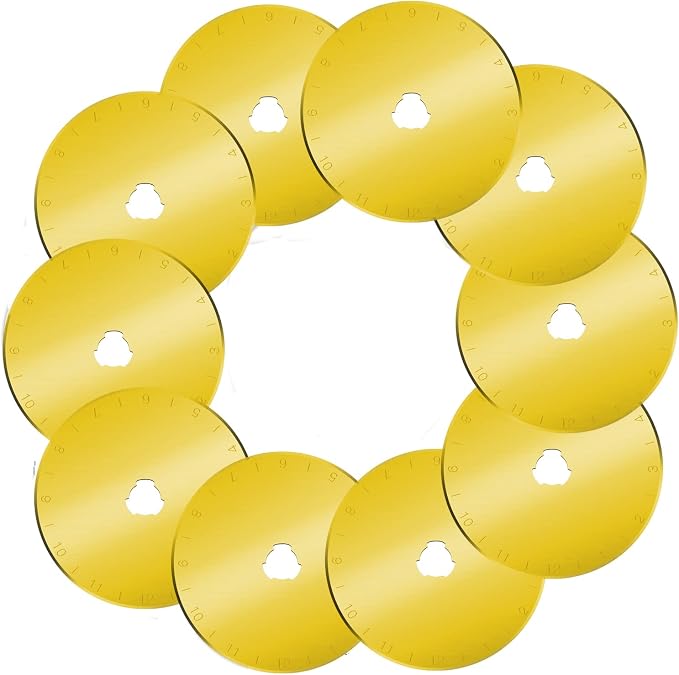 45mm Rotary Cutter Blades 10-Pack Replacement Blades Fits Fiskars, OLFA for Quilting Scrapbooking Sewing Arts & Crafts Sharp and Durable Cutter Blade