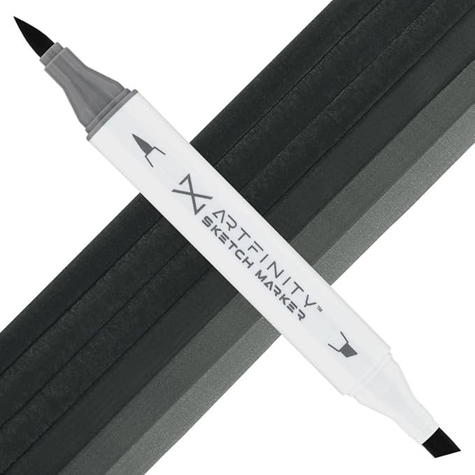 Artfinity Sketch Markers - Gravel G9-8, Vibrant, Professional, Dye-Based Alcohol Markers for Artists, Drawing, Travel, & More