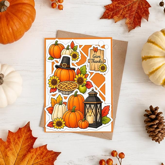 Card Making Stamps and Cutting Dies Set(Thanksgiving Pumpkin) | Durable Silicone Stamps and High - Quality Carbon Steel Dies for Card Making, Photo Albums and Diary Decoration