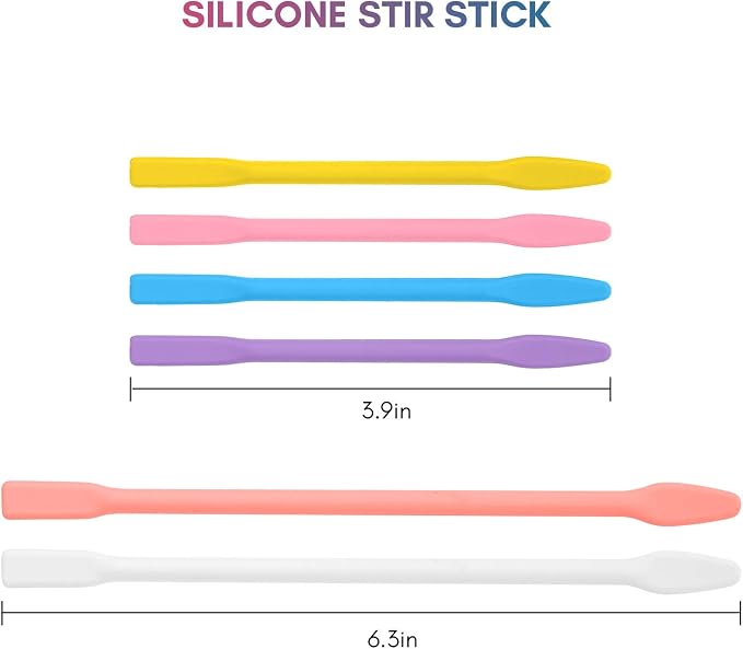 Gartful 6pcs Silicone Resin Stir Sticks, Reusable Silicone Stirring Rods, Epoxy Stir Sticks Craft Tools for Mixing Resin, Paint, Liquid, Making Glitter Tumblers, Orange White & Yellow Pink Blue Purple