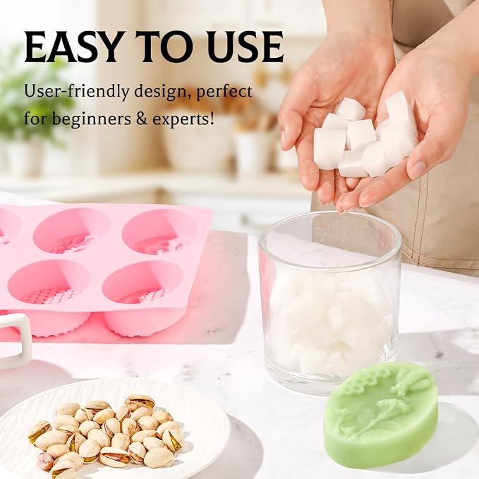 SJ 3D Bee Honeycomb Soap Mold Set, 2-Pack 6-Cavity Silicone Soap Molds | For Soap Making, Wax Melts, Beeswax, Cake & Chocolate, Food Grade Silicone, Easy Release, Reusable