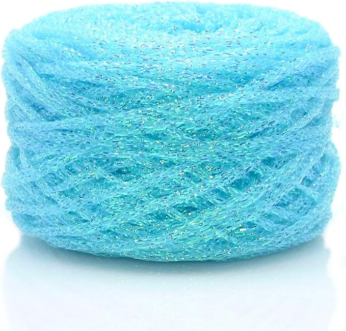 Metallic Glitter Yarn for Crochet & Knitting, Fine 2 Light Weight Worsted for Crochet Knitting, 35g 1.23oz, 85 Yards Soft Craft Sparkle Yarn (Blue)