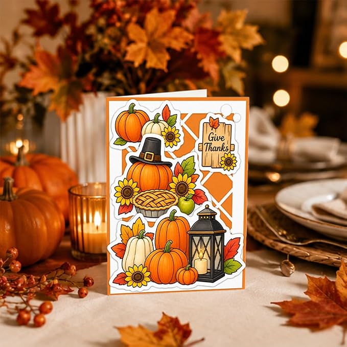 Card Making Stamps and Cutting Dies Set(Thanksgiving Pumpkin) | Durable Silicone Stamps and High - Quality Carbon Steel Dies for Card Making, Photo Albums and Diary Decoration