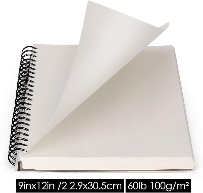 AGPTEK Sketch Book, Art Sketch Book 9''X12, 2 Packs | ( 68lb/100g), Spiral Bound with Easy-to-Remove Pages, Great for Artists, Writers & Illustrators
