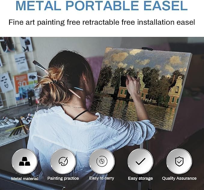 RRFTOK Easel Stand for Painting and Sign, Adjustable 17-66 Inch | Portable aluminum tripod art easel for display stand, poster stand, canvas holder, adults, floor use and carry bag