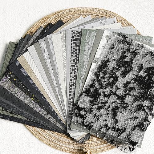 30 Pcs Handmade A5 Textured Scrapbook Paper and Mesh, Junk Journal Supplies