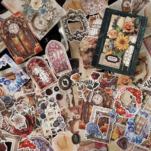 200PCS Vintage Scrapbook Paper Journaling Scrapbooking Supplies Kit Retro Decorative Craft Paper Assorted for Bullet Junk Journals Card Making Craft DIY, Butterfly Waltz