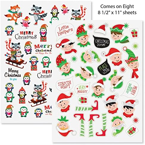 Current Christmas Sticker Variety Pack - 8 Sheets, 324 Assorted Stickers for Kids, Teachers, School, Scrapbooking, Journals, Monthly Planners, Calendars, Holiday Crafts & Greeting Cards