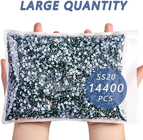 Beadsland Hotfix Rhinestones Bulk, Emerald, SS20, 14400pcs