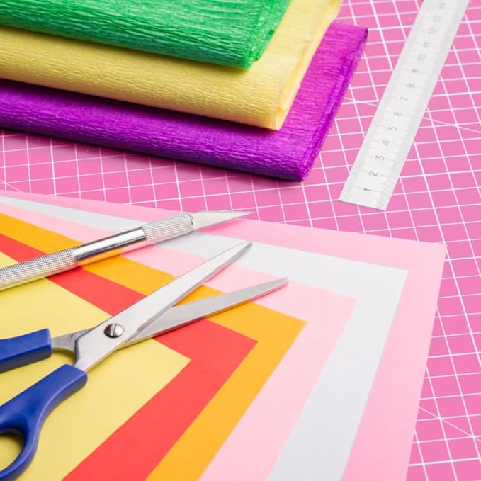 18"x12" Self Healing Cutting Mat, Sewing Mat for Crafts, Double Sided 5-Ply Table Cutting Board for Fabric Quilting Leather Modeling Hobby Project, Pink