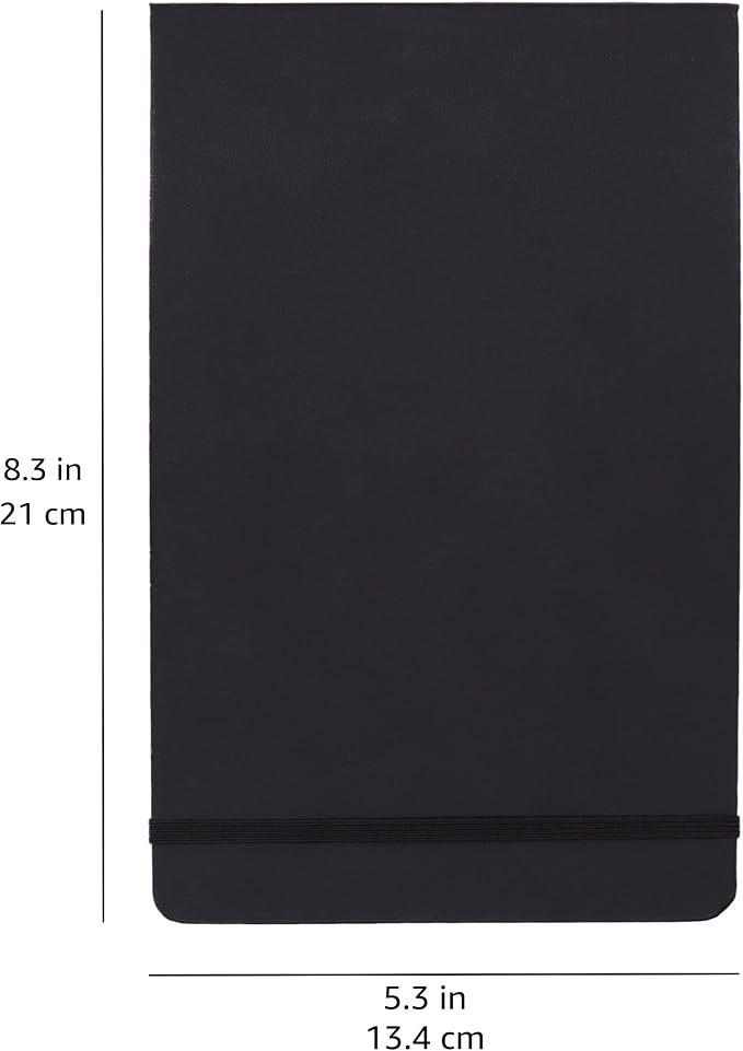 Amazon Basics Art Sketch Book for Drawing and Painting, Thick Paper, 5.25" x 8.25", 72 Sheets, Black (Pack of 2)