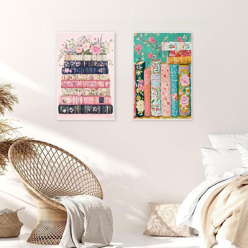 KYOQFVN 2 Pack Paint by Numbers for Adults with Framed Canvas - with Wooden Easel, Flowers Adult Paint by Number Kits on Canvas, DIY Acrylic Oil Painting by Numbers for Home Wall Decor 8X12 Inch