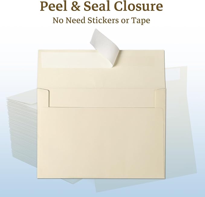 Goefun Folded Cream Blank Cards and Envelopes 4x6, 100 Pack