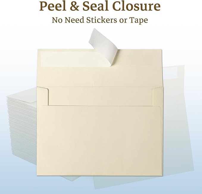 Goefun A2 Cream Folded Blank Cards and Envelopes 100 Pack