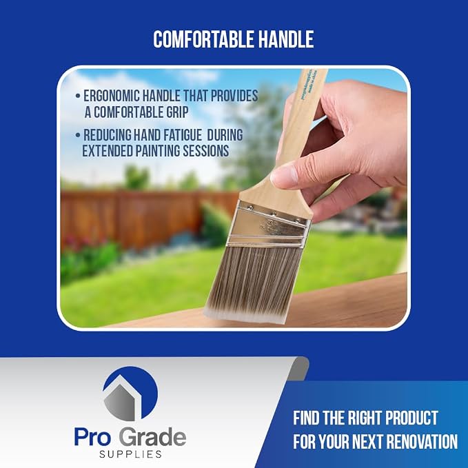 Pro Grade - Paint Brushes - 2Ea 3" Angle Brushes (Pack of 2)