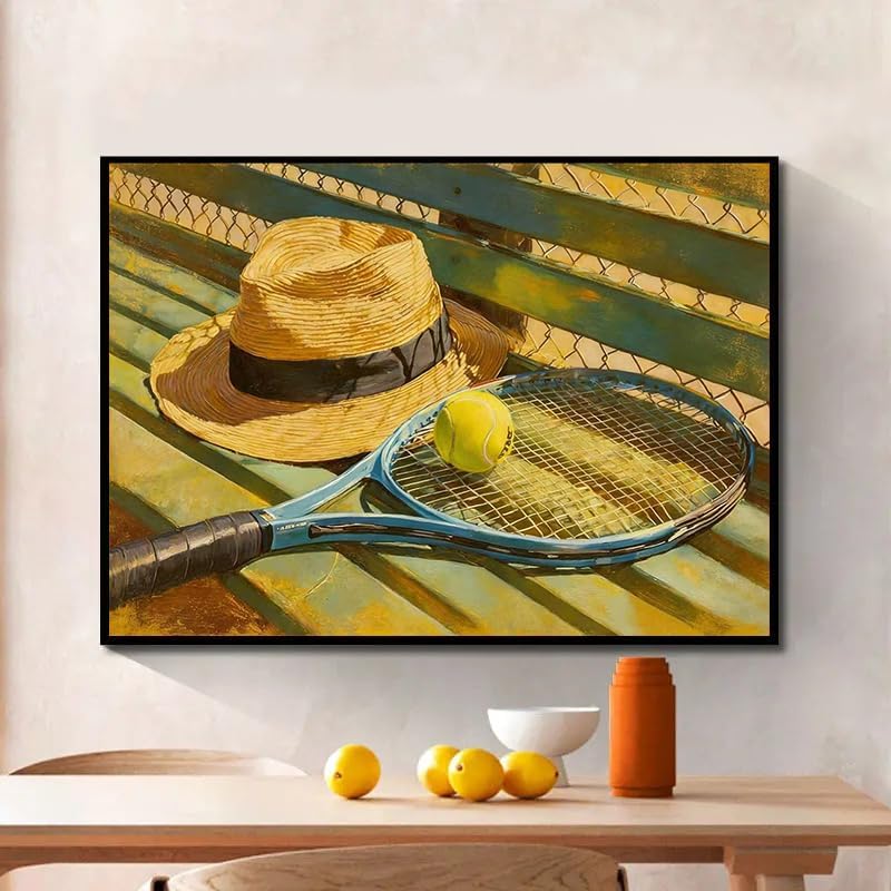 Tennis Diamond Art Kits for Adults, Retro Style Diamond Painting Kit Adults for Beginners, Round 5D DIY Dimond art,Full Drill Painting Kit Art and Crafts for Adults Home Wall Decor【15.7x11.8inch】
