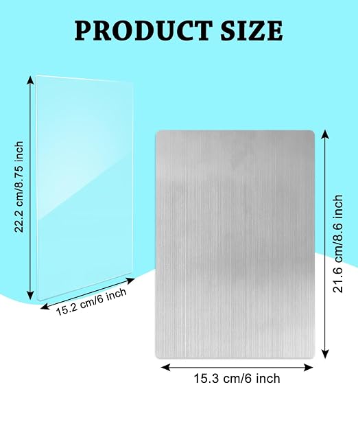 UCEC 3Pc Cutting Pad & Metal Shim Set, 2 Plates 8.75x6in & Shim for Die Cut | Clear Cutting Plates & Stainless Steel Metal Shim for Die Cutting, Scrapbooking & Embossing Crafts, 8.75x6in & 8.5x6in, 3 Pcs