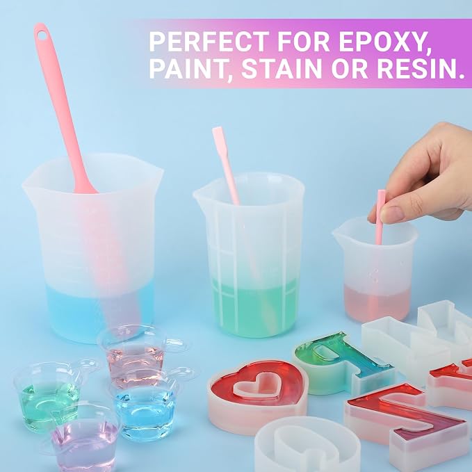 Gartful Epoxy Resin Stir Sticks, Silicone Mixing Sticks for Resin Art, Reusable Stirrers for Paint, Glitter Tumblers, Paint Mixing, Face Mask, DIY Jewelry Making Craft Supplies, Pink