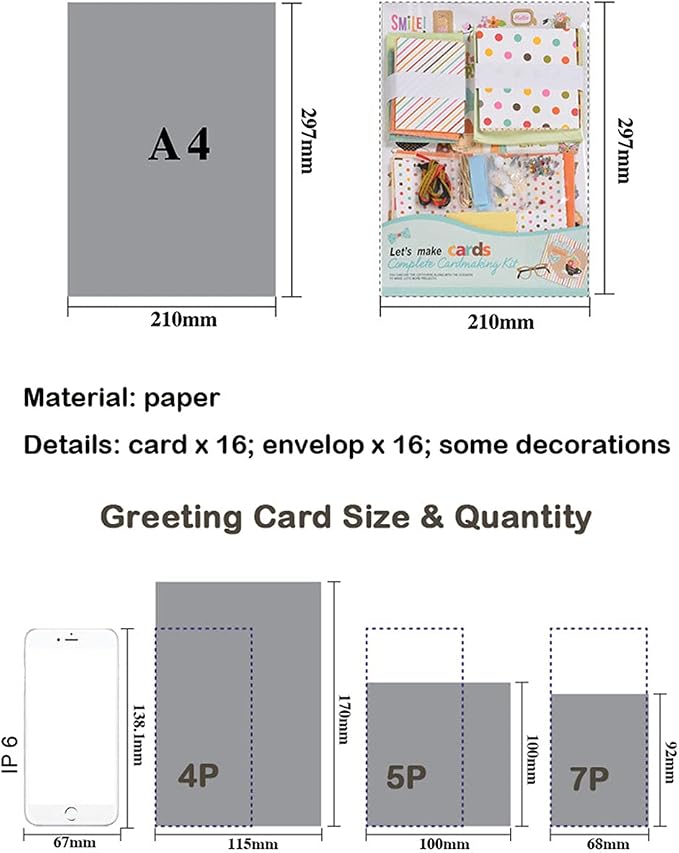 Huralona Greeting Card Making Supplier Envelope Kit Gift Anniversary Craft | Handmade DIY Card Kits 16 Cards 16 Envelopes and Dec Accessories for Birthday Thanksgiving Christmas Wedding Invitation