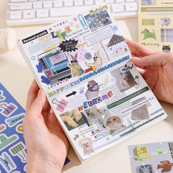 1300Pcs+ Retro Sticker Book for Scrapbook Junk Journal (CS-Blue)