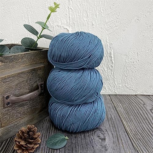 Fine Weight Knitted and Crocheted Cotton Yarn, 100% Long Staple Cotton Yarn, Baby Sports, 2 Packages of 100g/3.52oz (Per Skein 50g/162yards) - Blue Shadow
