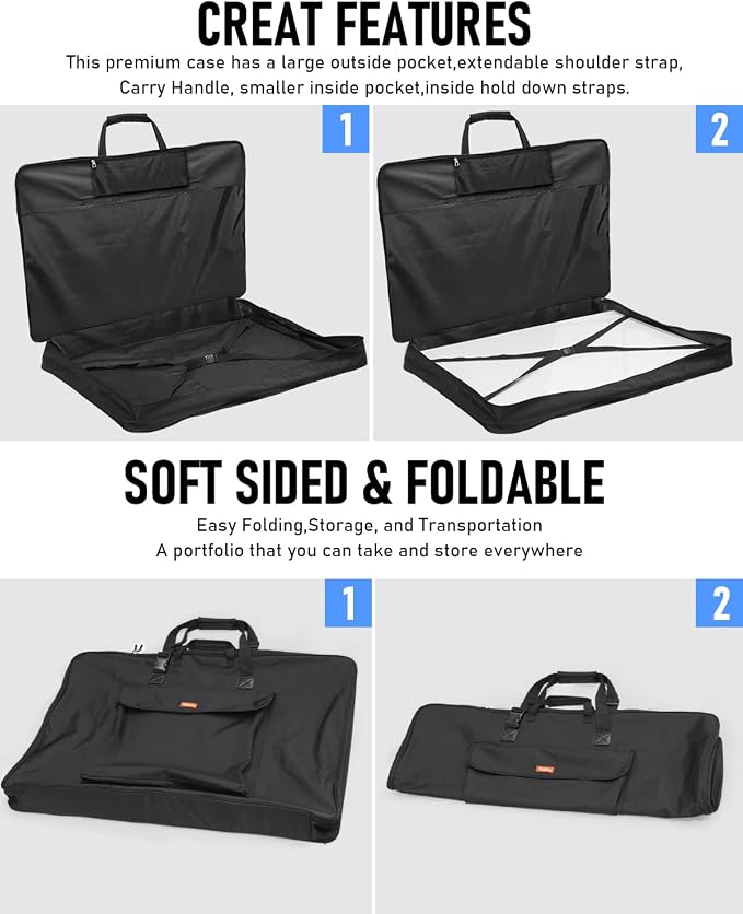 Nicpro Art Portfolio Bag 20 x 26 in, Nylon Artist Carrying Bag Waterproof