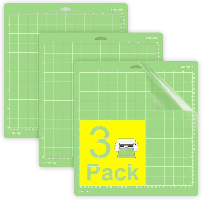 Gwybkq Standard Cutting Mat 12x12 in, 3 Pack Adhesive Sticky Green Mats | Compatible With Cricut Maker/Explore, Replacement Accessories for Crafts, DIY Gifts, Sticky Surfce keeps Materials Locked