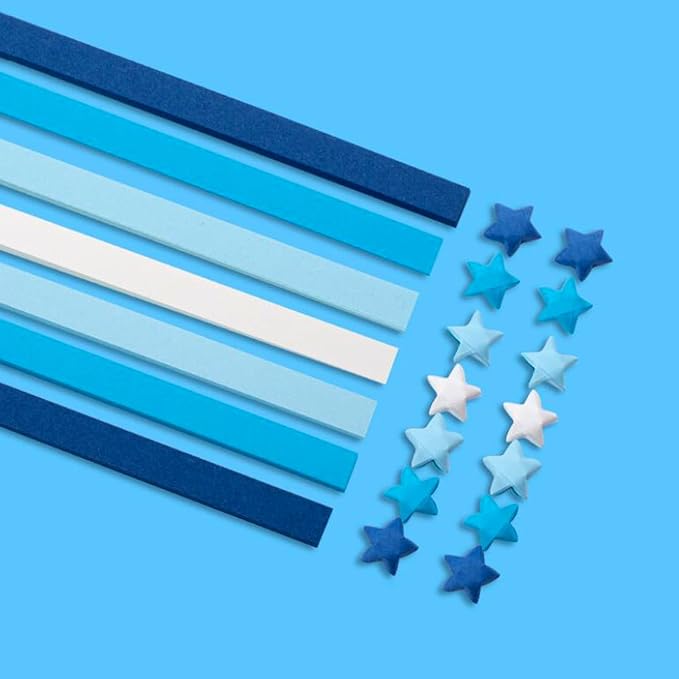 Star Folding Strip Blue Gradient Paper Star Decorative Paper Strip DIY Handicraft (1350 pieces)