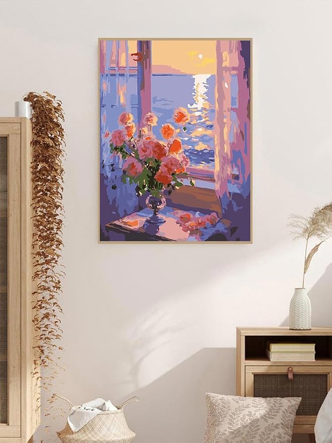 ZRIZQ Paint by Numbers Kit for Adults Beginner,Flowers Landscapes,16x20