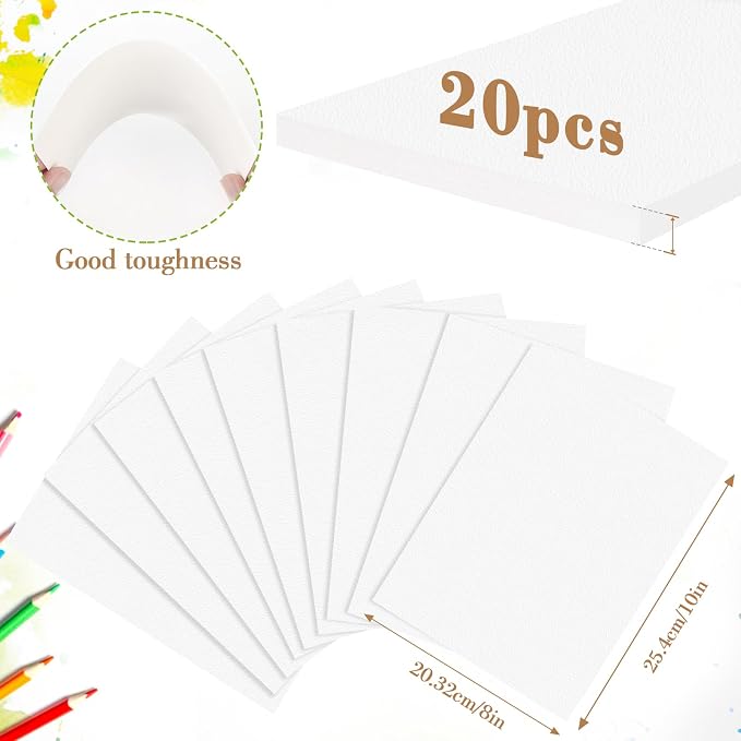Watercolor Paper Pad, 8x10 140lb/300g Water Color Paper, 20 Sheets Cold Press Drawing Painting Paper Sketchbook Notebook, Art Supplies for Watercolors Acrylic Marker, Sketch Book for Kids Adults