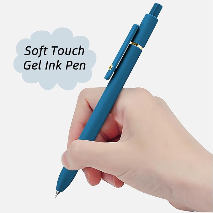 YOXMJDB Gel Pens, 12 Pcs 0.5mm Fine Point Smooth Writing Pens Cute Pens, High-End Series Black Ink Pens for Journaling Note Taking, School Office Supplies for Women Men (12 Pcs Gold Mixed colors)