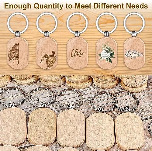Wooden Keychain Blanks 100 Pcs Wood Key Chain Tags Bulk