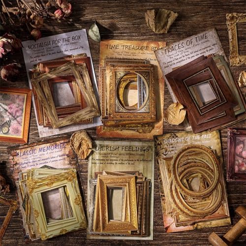 180 Pieces Vintage Scrapbook Picture Frame Paper Stickers for Scrapbooking Supplies, Assorted Retro Photo Borders Ephemera for Junk Journals Album Art Crafts Journaling Collage