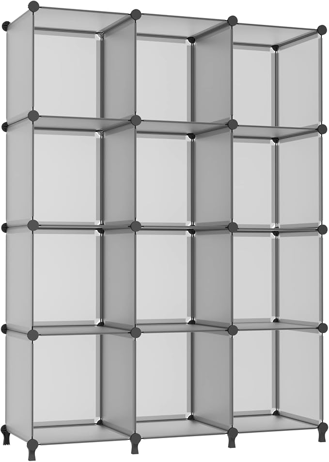AWTATOS 12 Cube Storage Organizer, Closet Organizer Storage Shelves, Grey