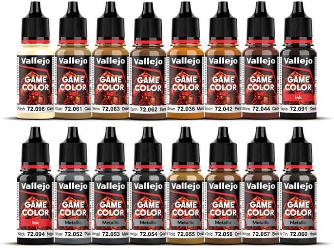 Vallejo - Game Color Leather and Metal Set | Set for Fantasy and Wargame Figures | 16 Bottles x 18 ml (0.60 fl.oz.)