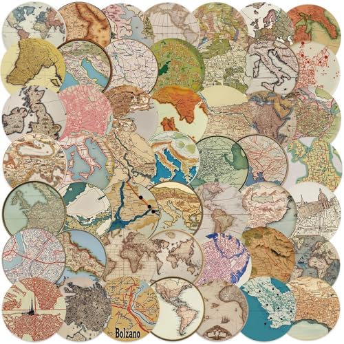 50PCS Travel Stickers, Vintage Map Earth Stickers