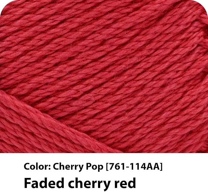Lion Brand Yarn, 24/7 Cotton Yarn, Cherry Pop, Red, 3 Pack