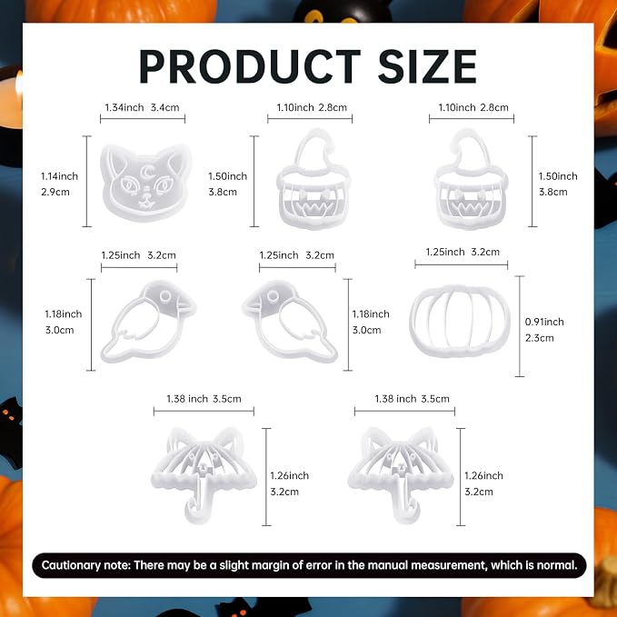 8 Pack Halloween Horror Atmosphere Polymer Clay Cutters