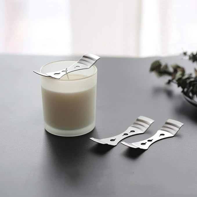 DINGPAI Candle Wick Holder, 20pcs Metal Candle Wick Centering Devices | Stainless Steel Candle Wick Centering Tool, 3.9 inches long, silver, sturdy and durable, Reusable DIY Candle-Making Supplies