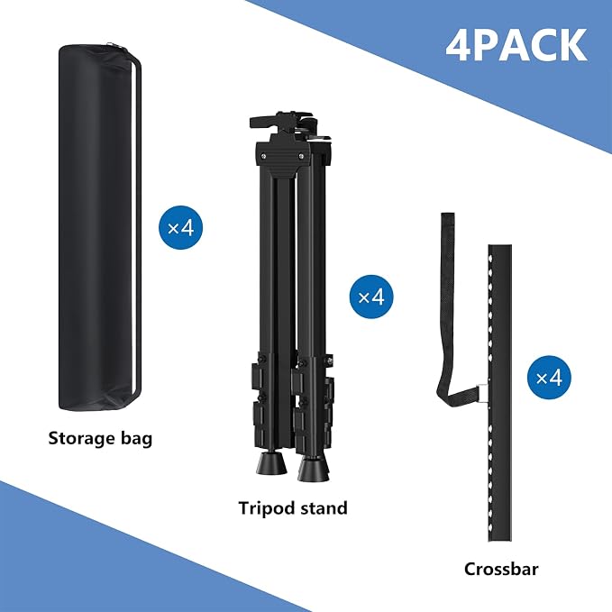 Art Painting Display Easel Stands - Portable Adjustable Floor Artist Easels | Aluminum Metal Tripod Black Stands with Bags, Sturdy for Table-Top/Floor Painting, Drawing, Displaying - Black 4 pack