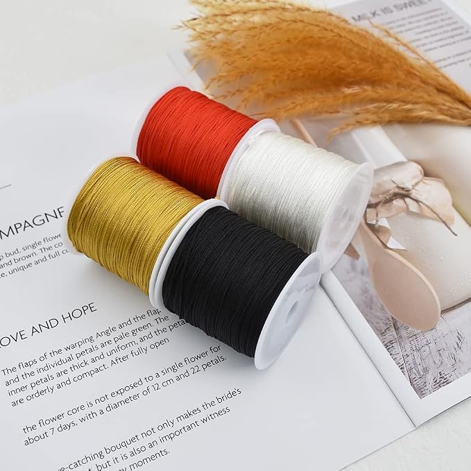 TONIFUL Nylon String Satin Cord for Necklace Bracelet Beading 1mm White | 100yd Non elastic durable non fading, for Jewelry Making Thread Rattail Macrame Trim Kumihimo Chinese Knot Craft Tags Hanging