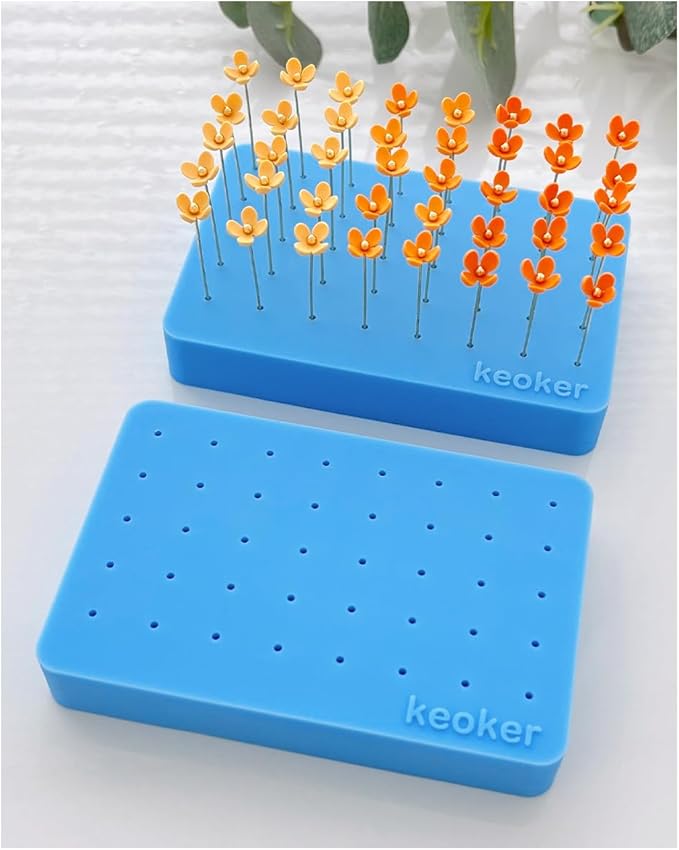 Keoker 2PCS Silicone Baking Mat for Polymer Clay, Stud Earring Application Board for Standing & Painting, Polymer Clay Tool