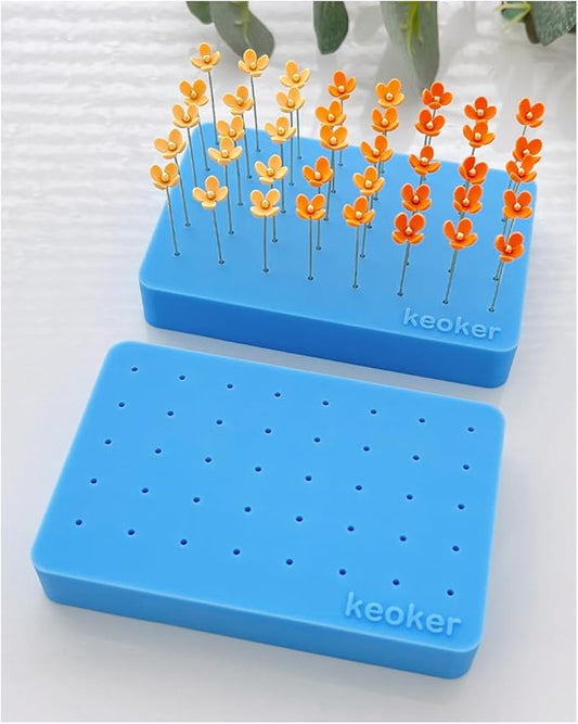 Keoker 2PCS Silicone Baking Mat for Polymer Clay, Stud Earring Application Board for Standing & Painting, Polymer Clay Tool