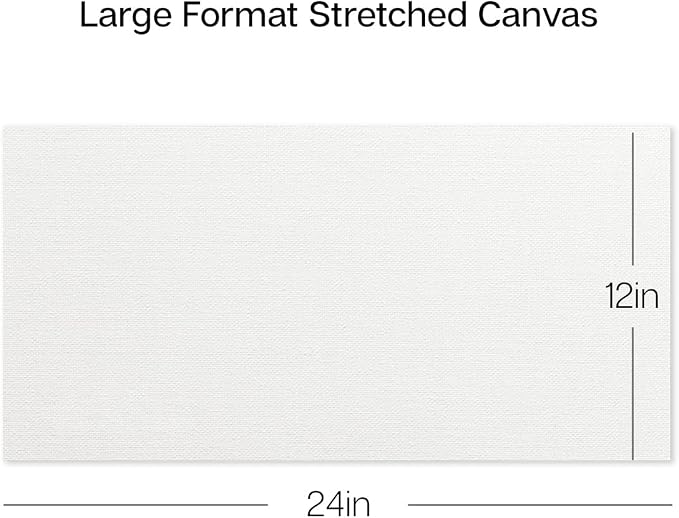 KINGART Stretched White Canvas Set – Panoramic, 12x24 Inch, 4-Pack – 100% Cotton, Triple Gesso Primed – 5/8" Profile Back-Stapled Artist Boards for Acrylic, Oil, Pouring, & Mixed Media Painting