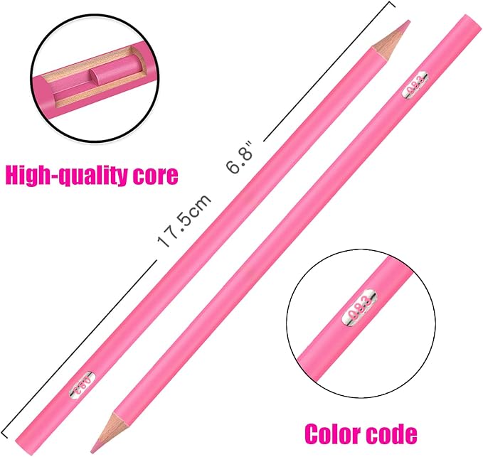 12 Pink Colored Pencils,Oil Based Colored Drawing Pencil Set for Adults Coloring Books Drawing Sketching Art Supplies