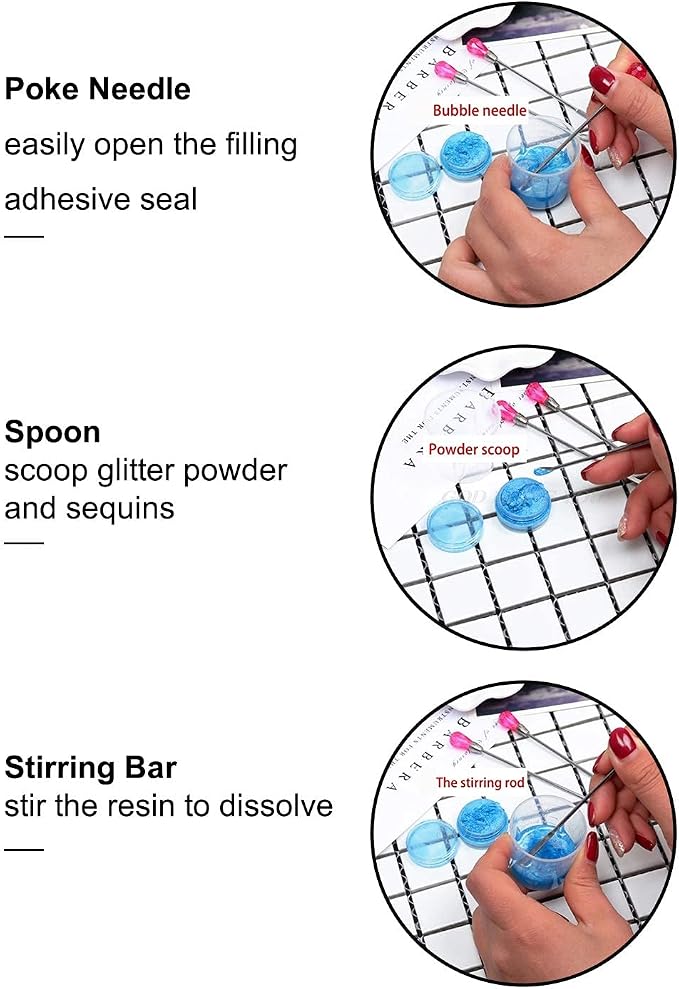 Moocci 11 Pcs Silicone Resin Mold Tools Set, Tweezers Jewelry Making Kit, Stirring Needle Spoon Tool, Anti-Static Stainless Steel ESD Tweezers Precision Set for DIY Epoxy Resin Casting Craft
