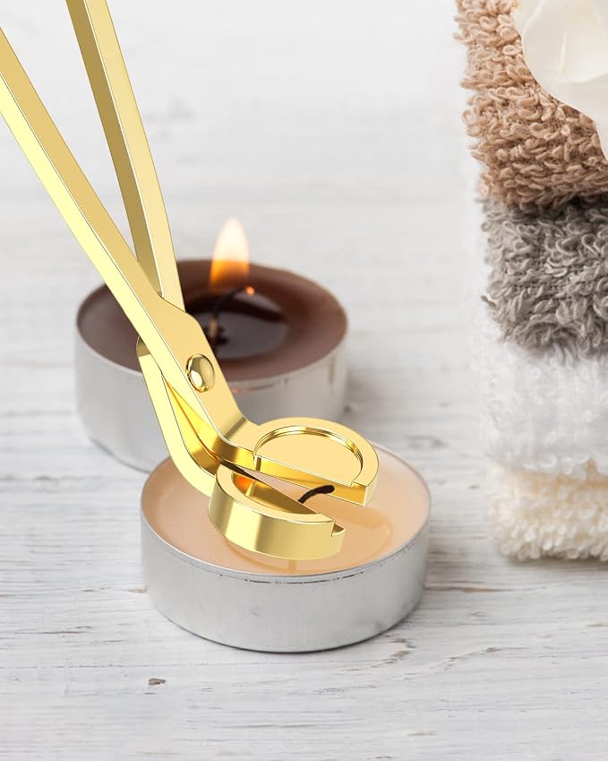 RONXS 3 in 1 Candle Wick Trimmer Set, Snuffer, Dipper, Cutter, Gold | Candle Care Accessory Kit, Stainless Steel, Trims Wick, Puts out Flame and Dips, Gift Box for Candle Lovers Home Decoration